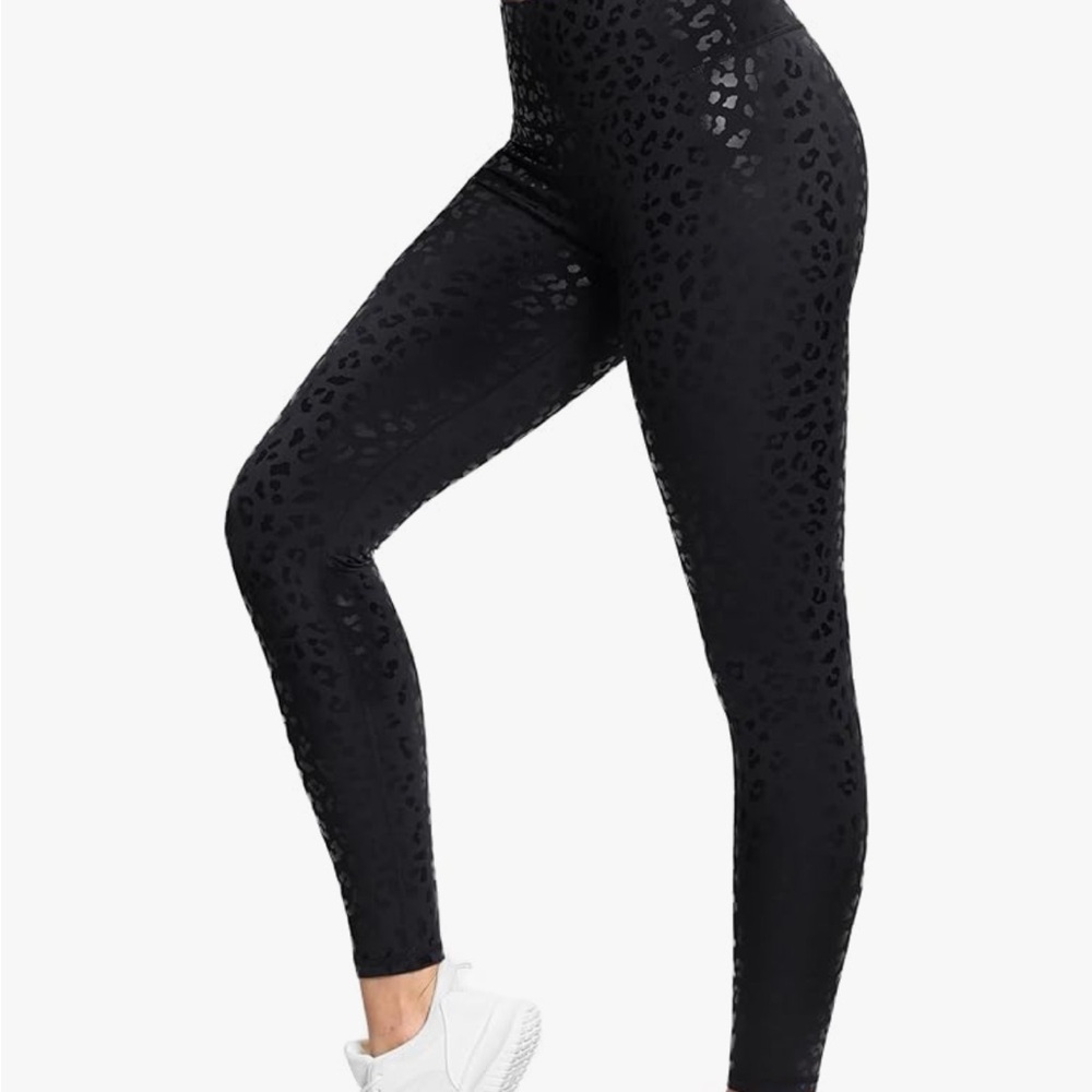 NWOT The Gym People Black Leopard Women's Leggings - Picture 3 of 9